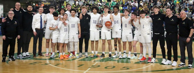 North Kitsap gets a 71-48 win over Bremerton during their Class 2A state championship game at the Yakima SunDome on Saturday, March 2, 2024. North Kitsap took home the third place trophy while Bremerton brought home fifth place.
