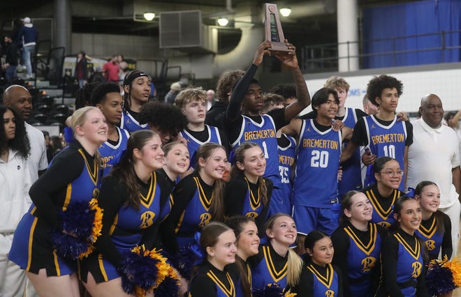 North Kitsap gets a 71-48 win over Bremerton during their Class 2A state championship game at the Yakima SunDome on Saturday, March 2, 2024. North Kitsap took home the third place trophy while Bremerton brought home fifth place.